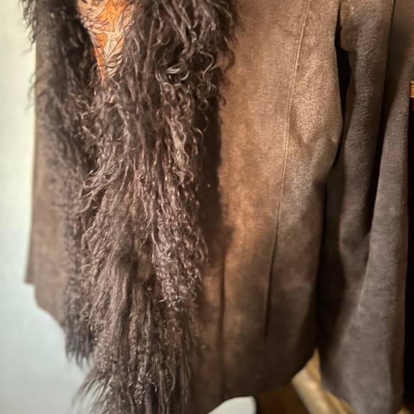 Chico's Dark Brown Teddy Jacket with Faux Fur - Picture 5 of 12
